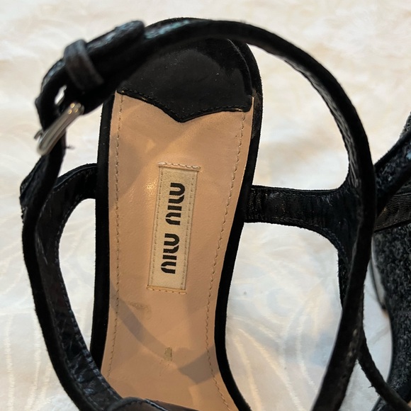 Miu miu sparkle wedge sandals 38 ( can fit up to 8.5 ) - Picture 10 of 12